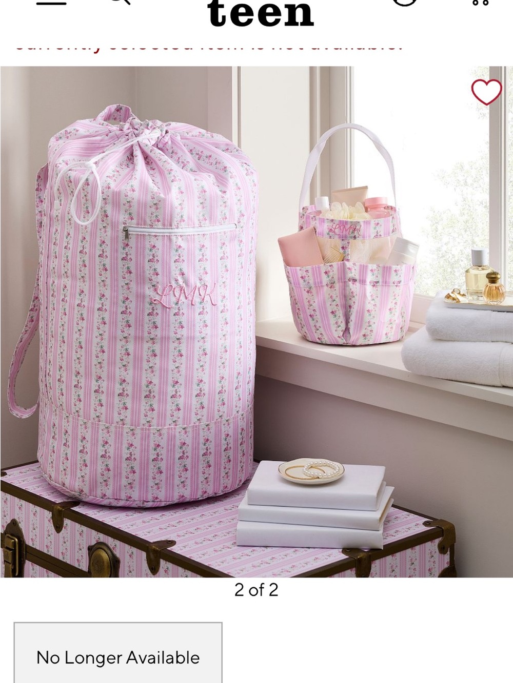 LoveShackFancy Pink Floral Drawstring Laundry Hamper